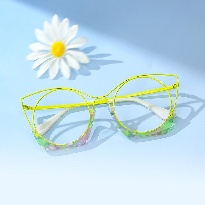 Designer Barbara Lime Green Cat Eye Glasses | Zeelool4