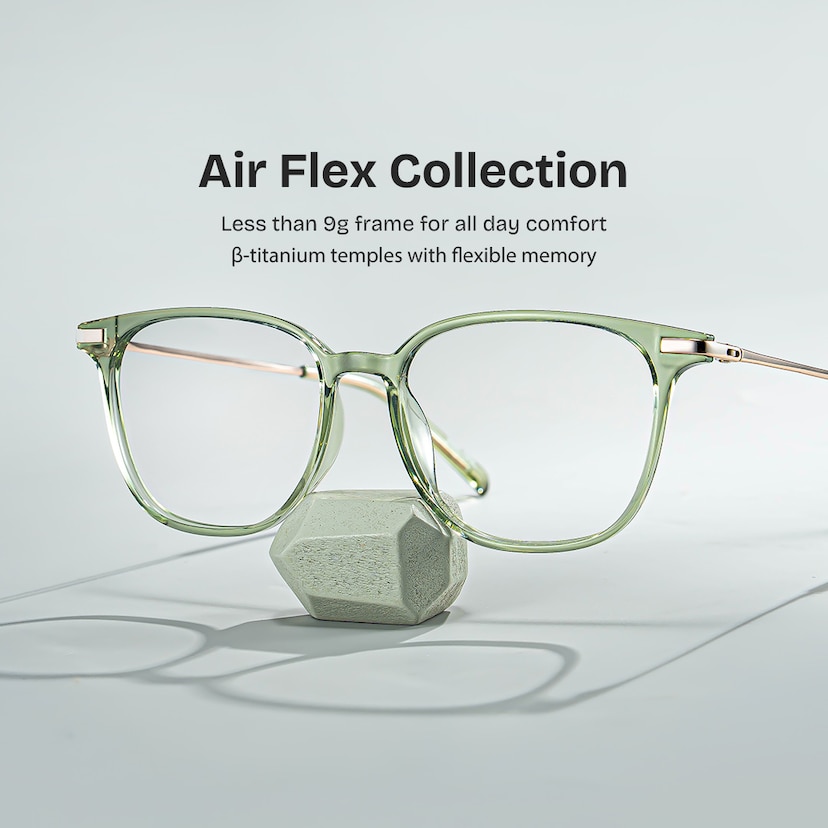 Florence Rectangle Green Glasses