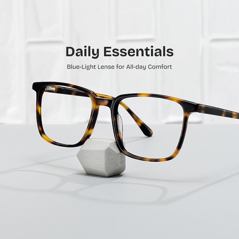 ZEELOOL Aidan Rectangle Tortoise Glasses