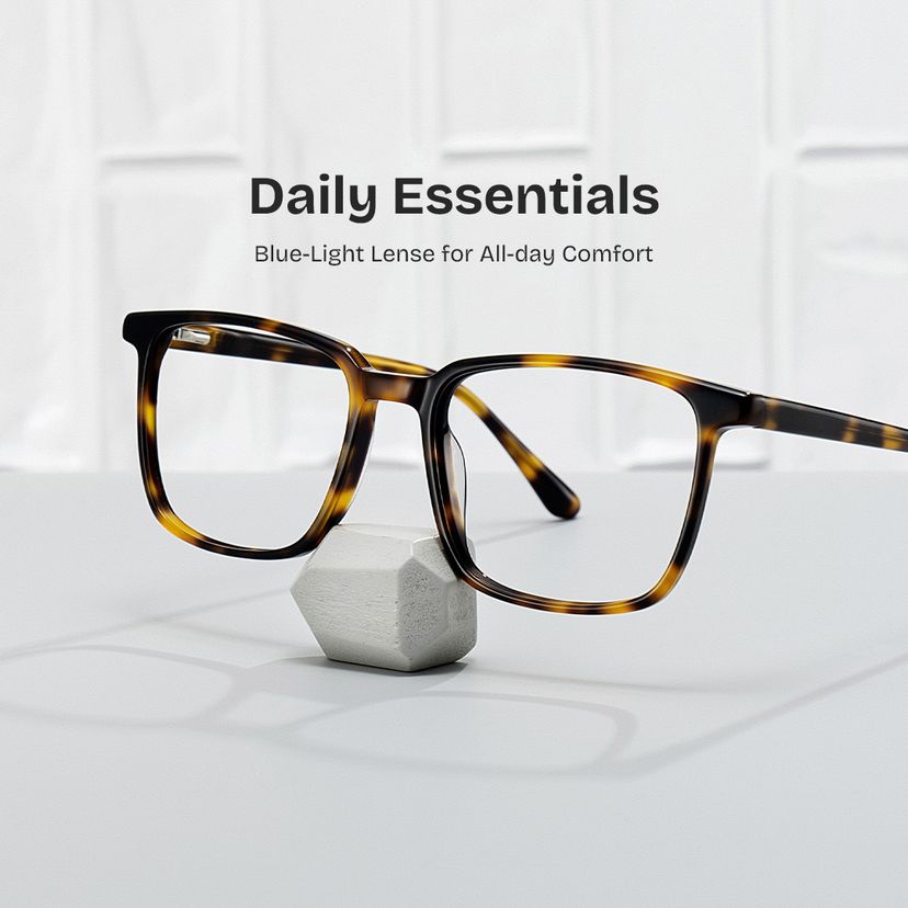 Aidan Rectangle Tortoise Glasses