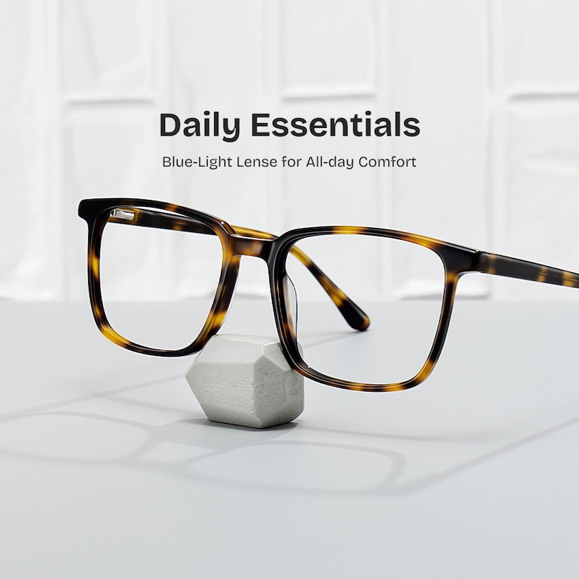 Aidan Rectangle Tortoise Glasses