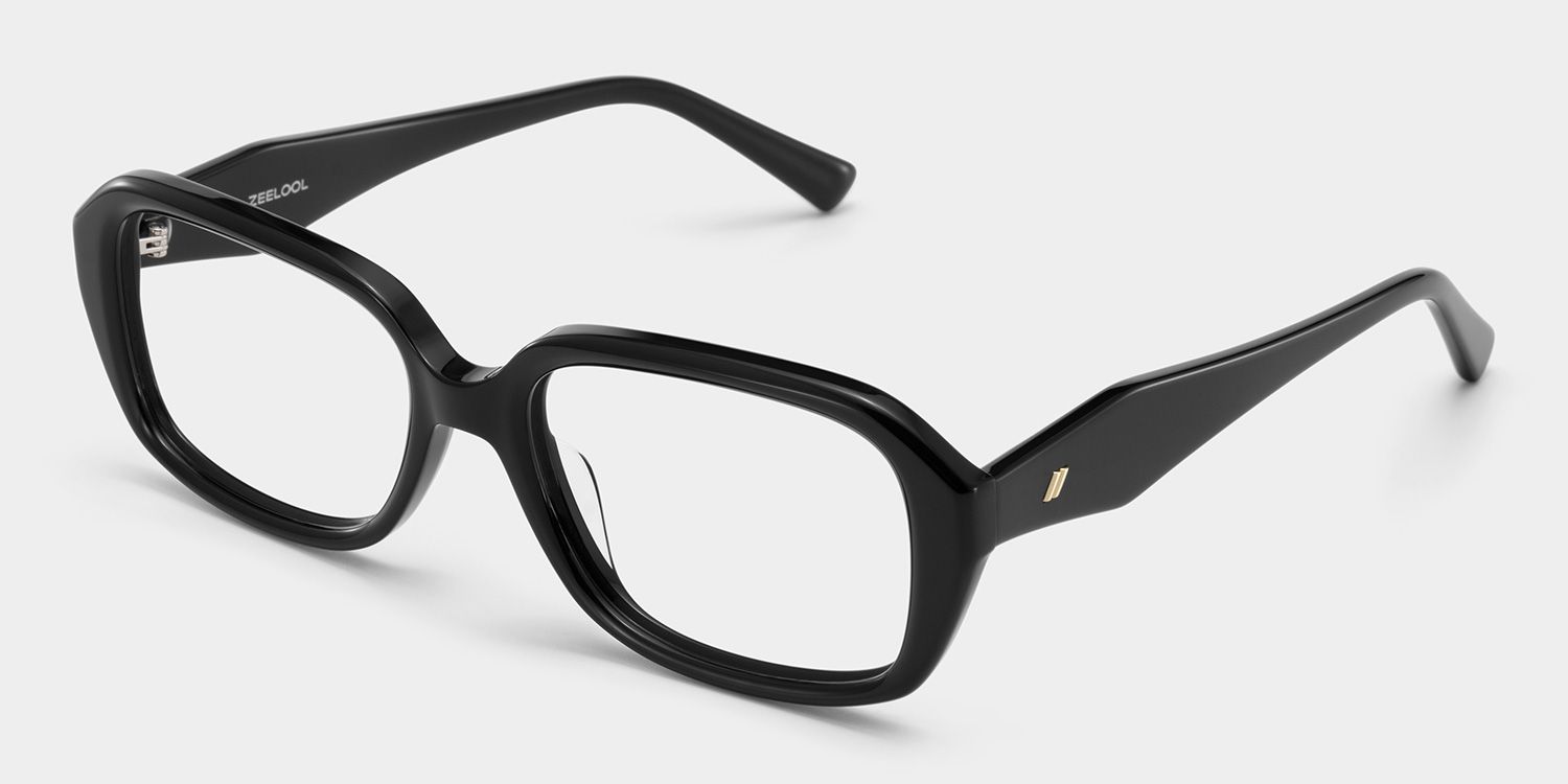 Rowan Black Full Rim Rectangle Eyeglasses for Women | ZEELOOL