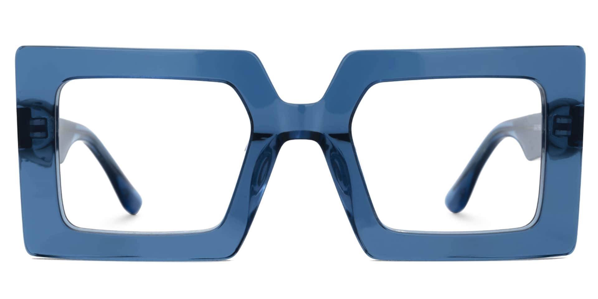 Tiffaney Blue Square Eyewear with Denim Striped Temples0