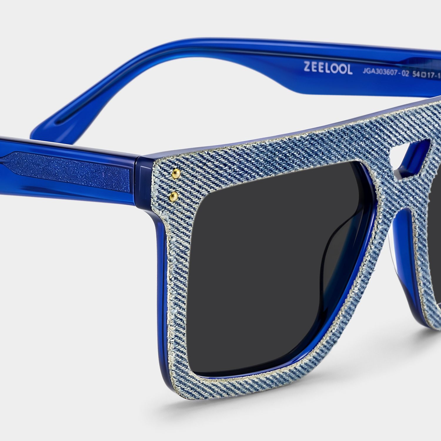 Rubin Square Style Denim Blue Frame Sunglasses | ZEELOOL4