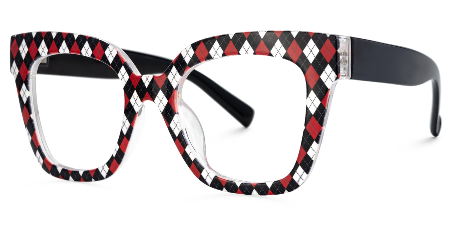 Malcolm Large Plaid Eyeglasses Frame with Black Arms | Zeelool1