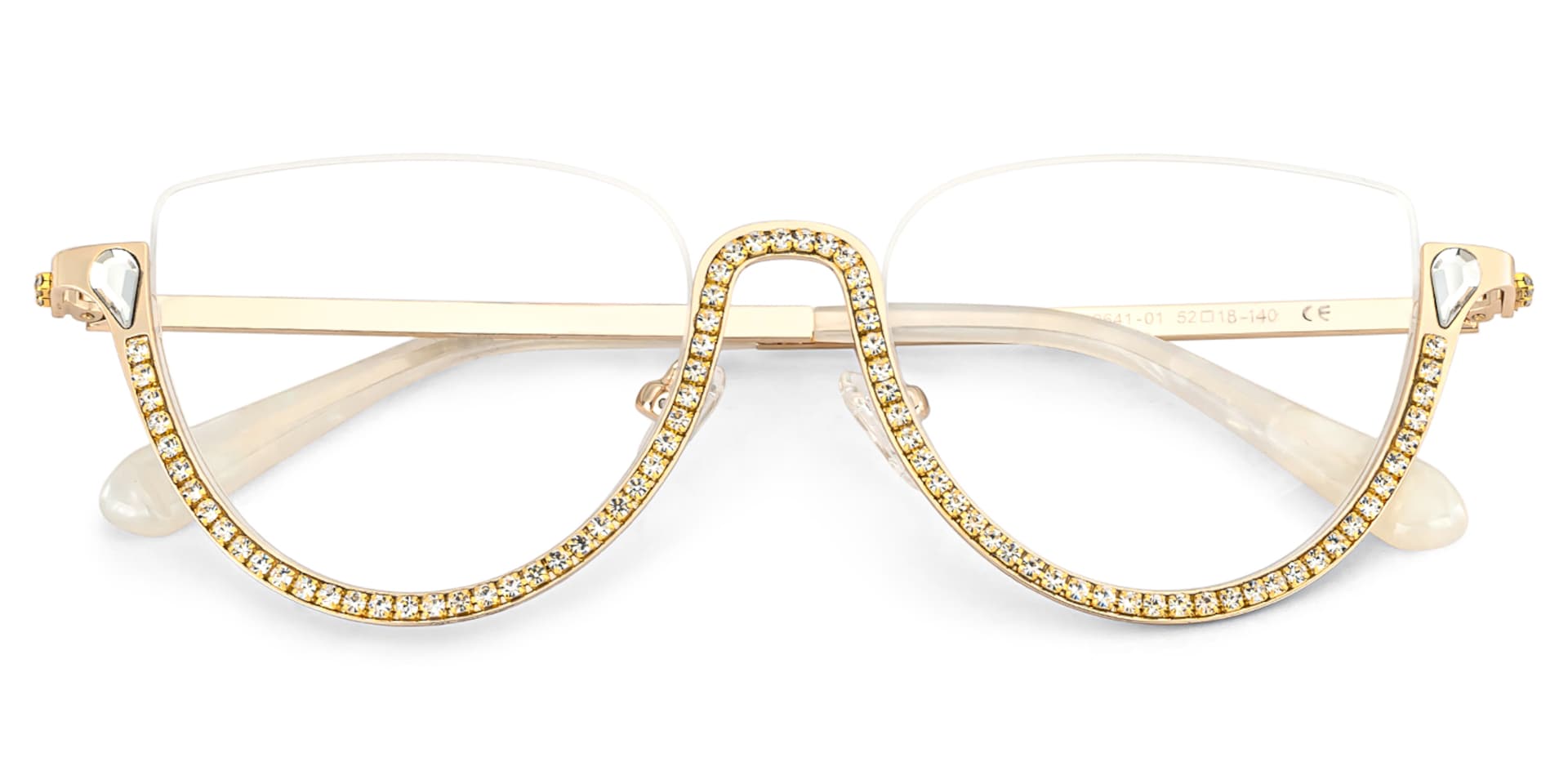 Half Frame Cat Eye Glasses With Shiny Diamonds3