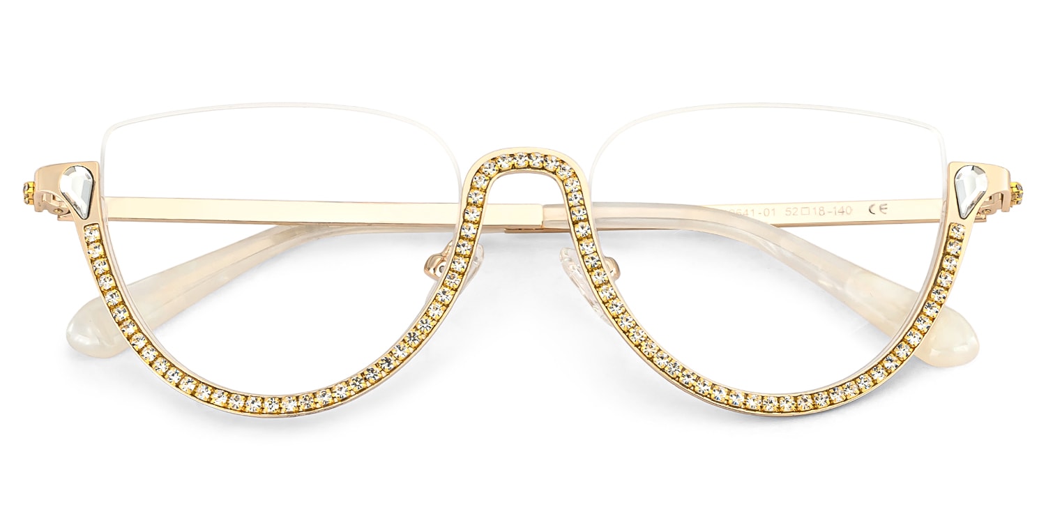 Sparkle Cateye Gold Glasses3
