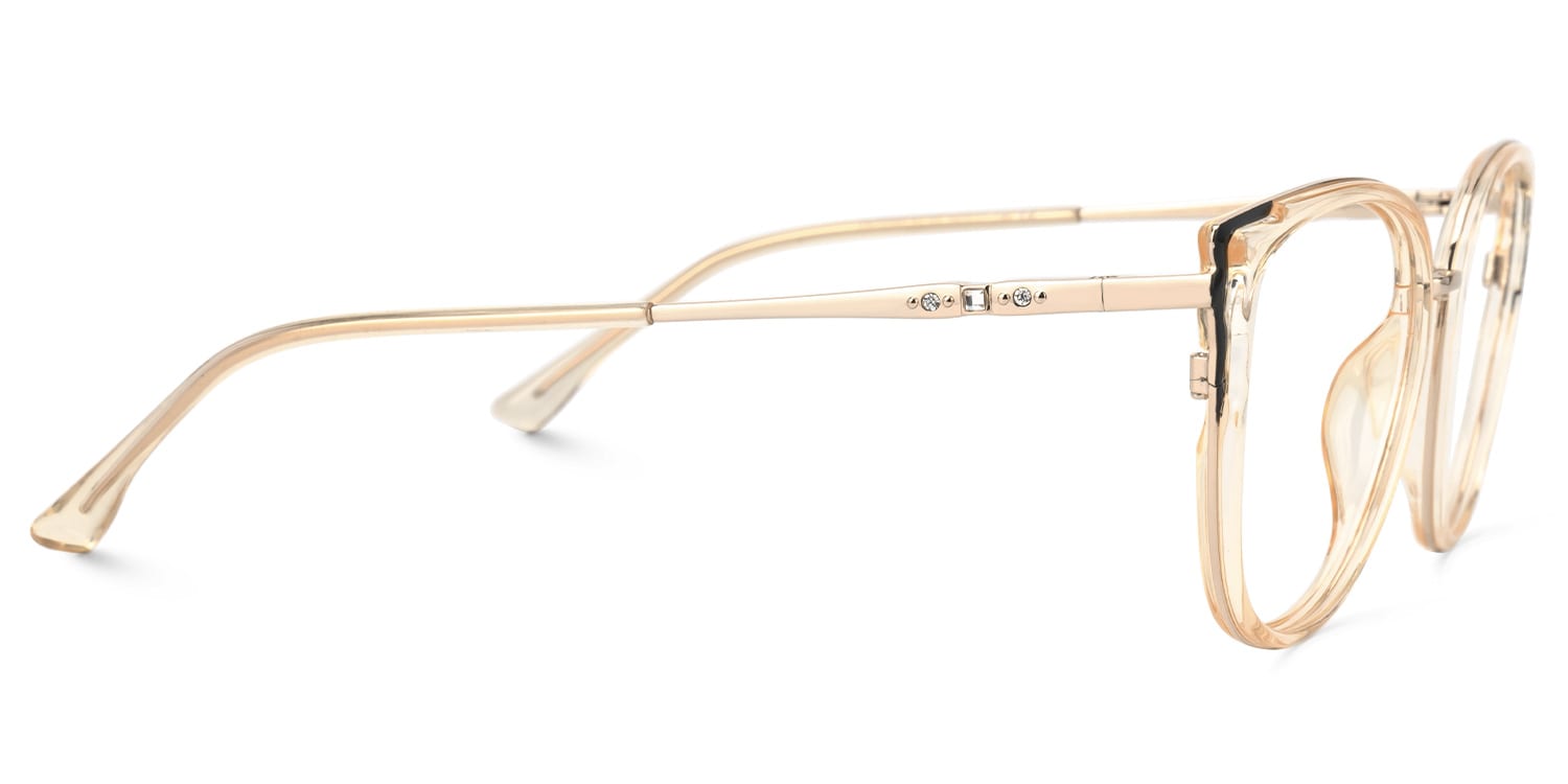 Estrada Cateye Champagne Eyeglasses with Mixed Materials -Zeelool2