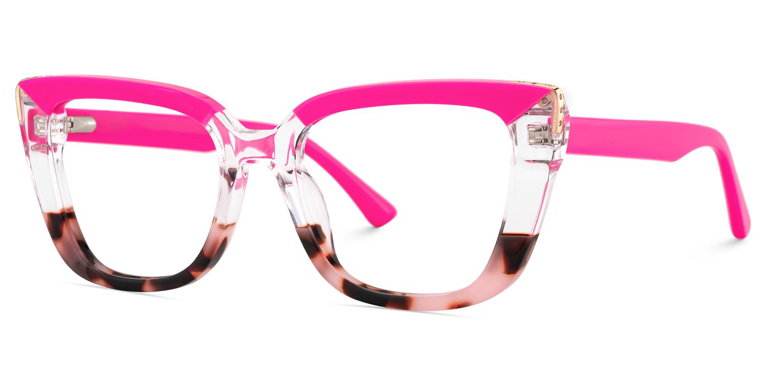 Neon Pink Rectangle Glasses Frames For Women3