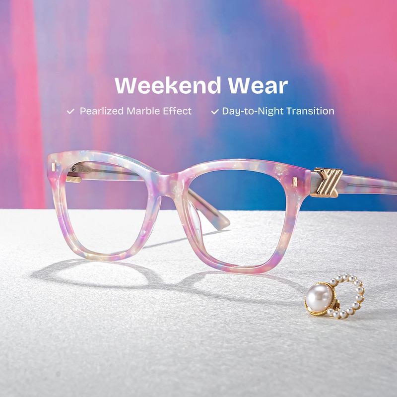 ZEELOOL Mae Square Purple Glasses