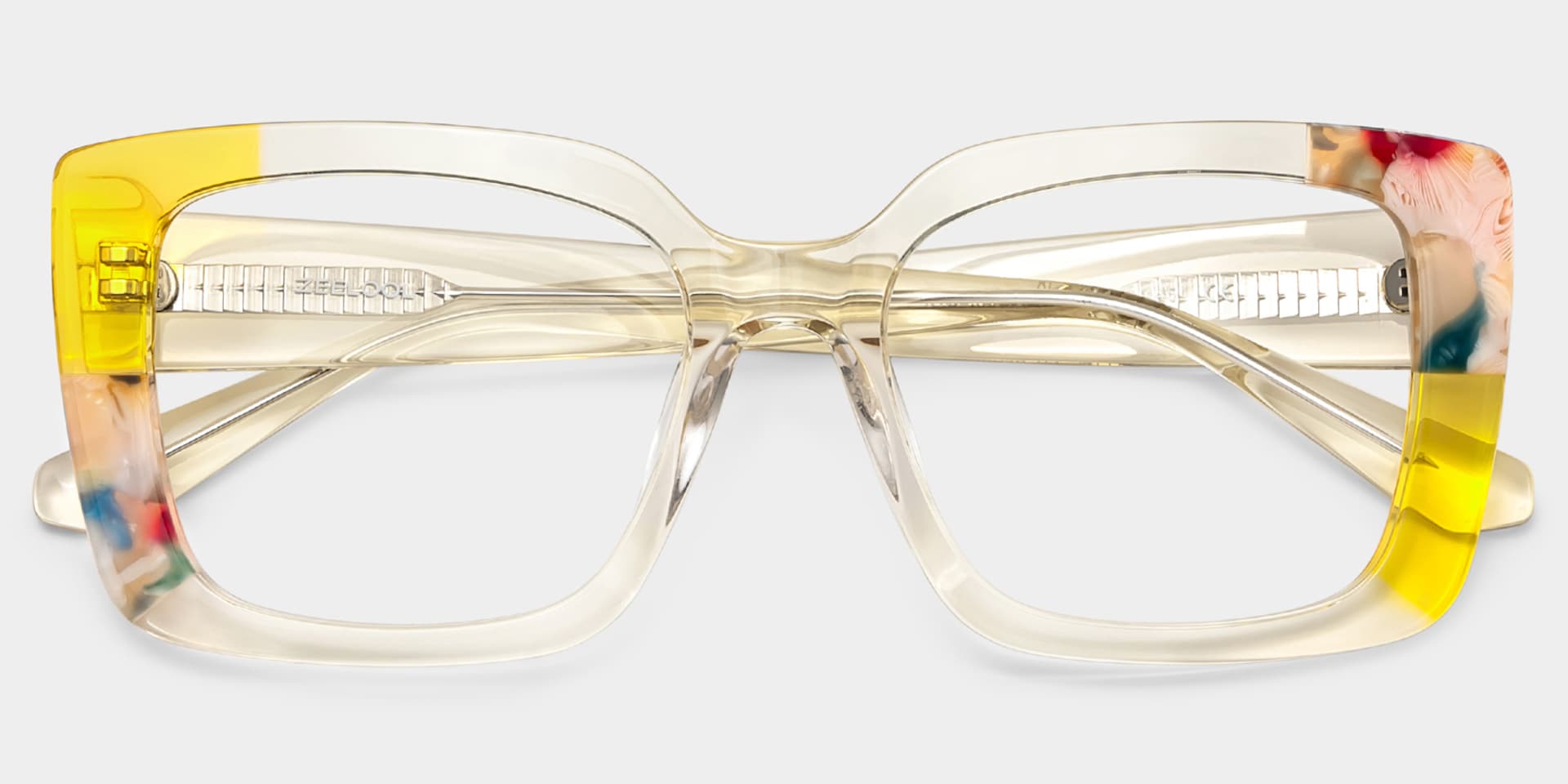 Flair Yellow Clear Frame Glasses with Square Frame Online | ZEELOOL5