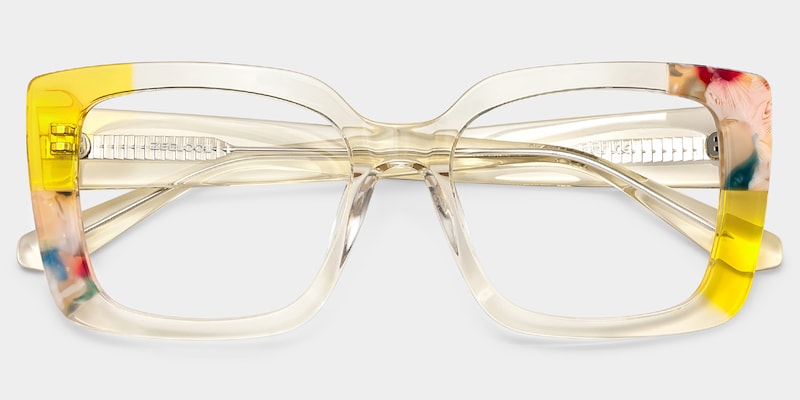 Flair Yellow Clear Frame Glasses with Square Frame Online | ZEELOOL2
