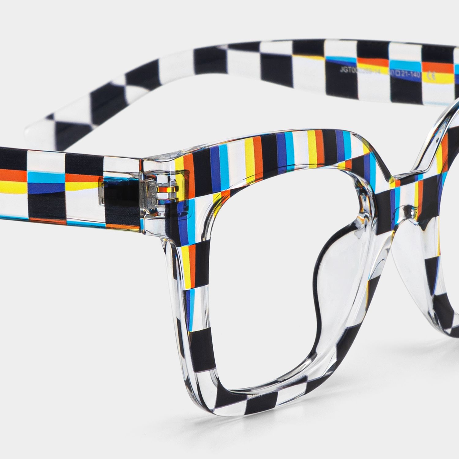 Geek Chic Malcolm Checkered Square Frame Glasses
