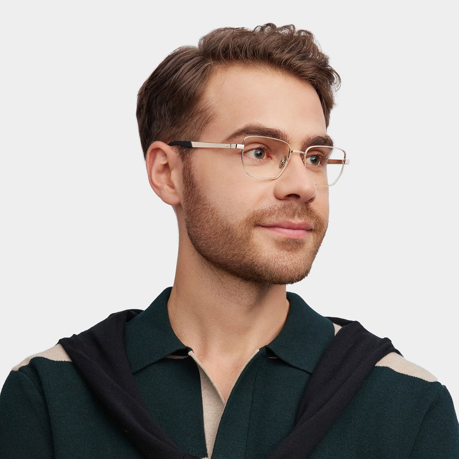 Jameson Gold Frame Prescription Glasses with Geometric Shape | ZEELOOL1