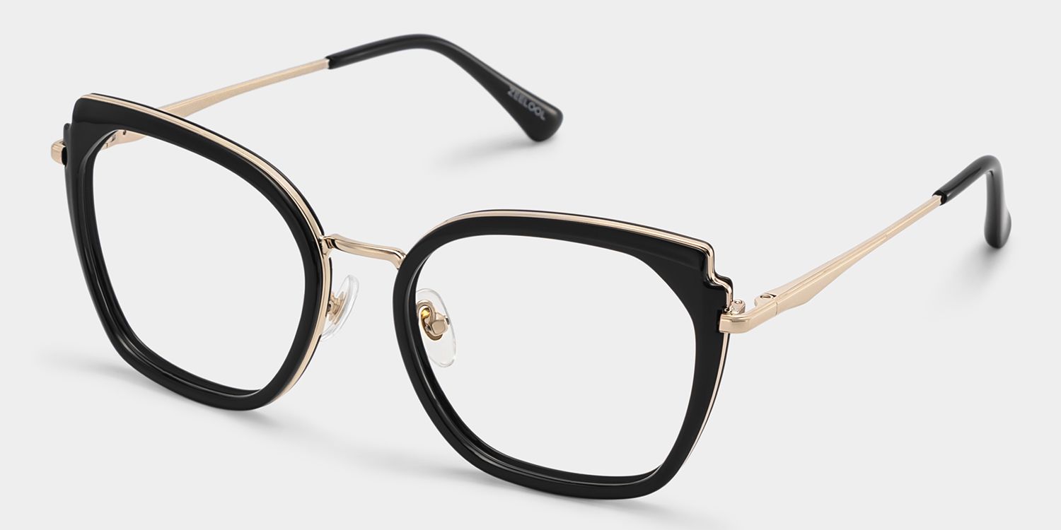 Black Metal Frame Glasses With Wide Size For Women3