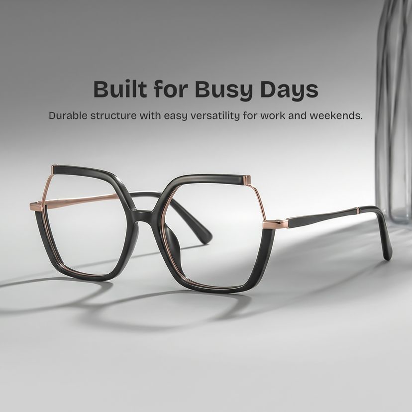 Alexia Square Black Glasses