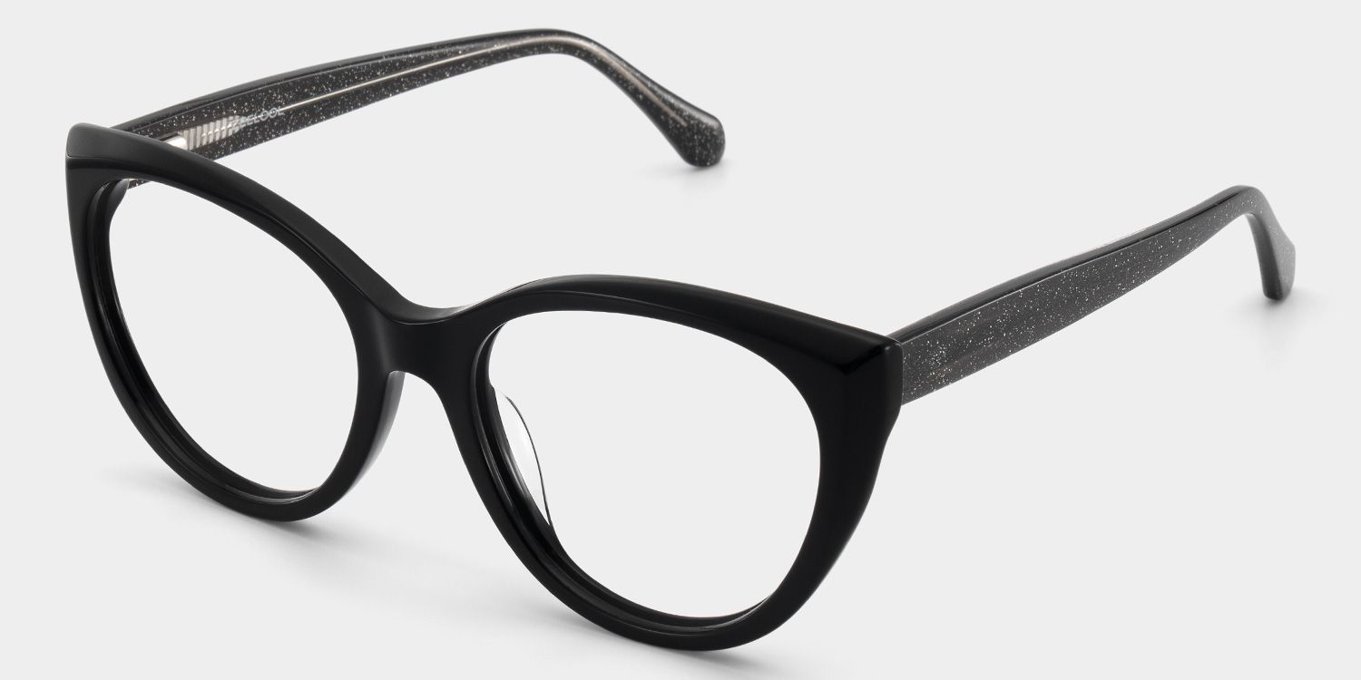 Kiera Black Cat Eye Glasses Frames in Dark Gray Glitter | ZEELOOL3