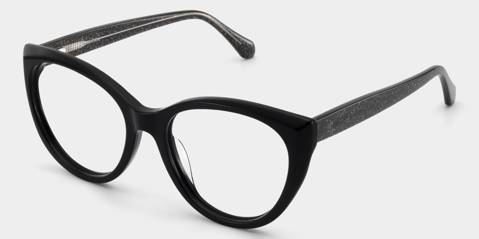 Kiera Black Cat Eye Glasses Frames in Dark Gray Glitter | ZEELOOL3