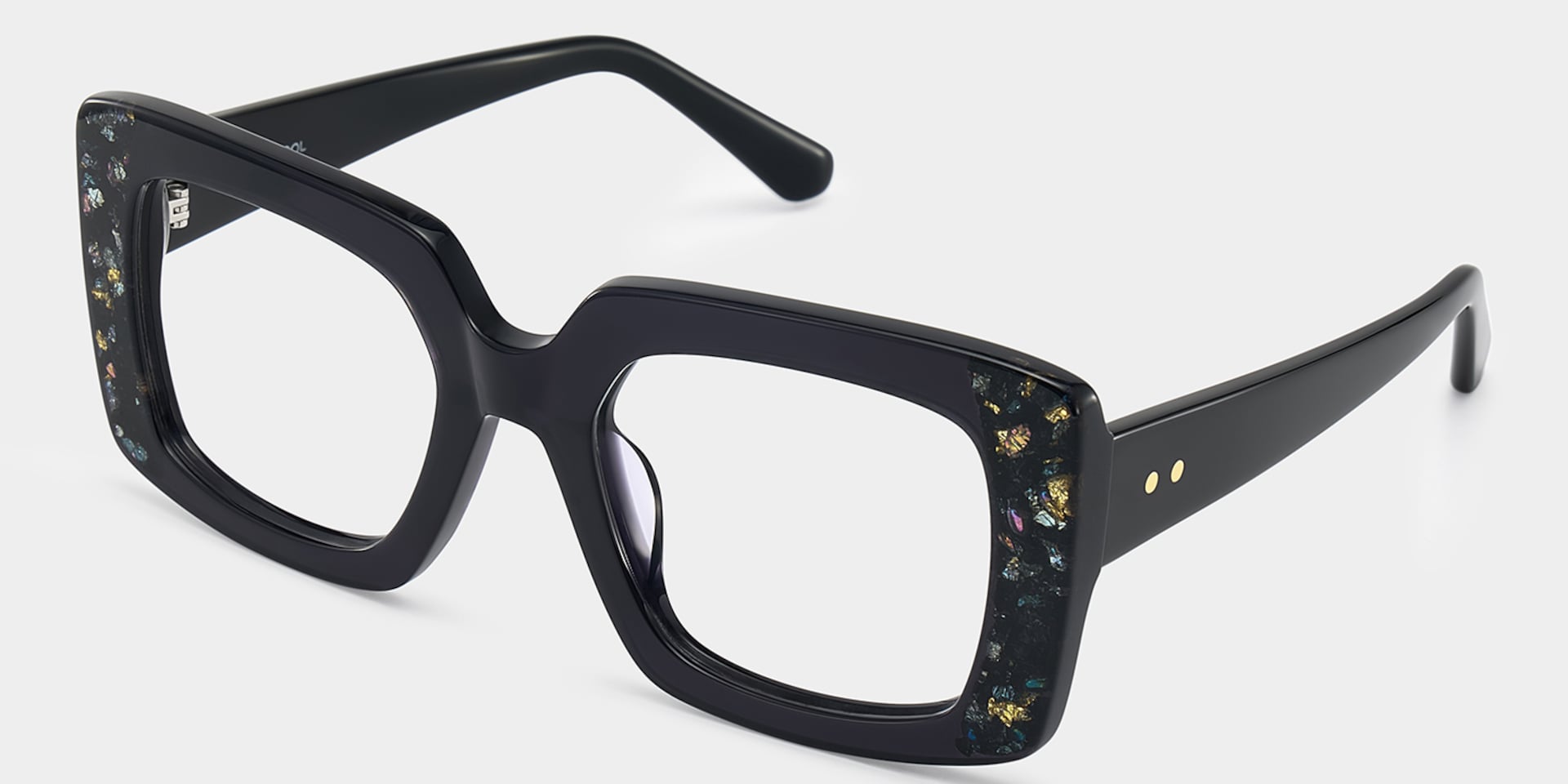 Sable Thick Black Square Frame Glasses with Colored Diamonds | ZEELOOL4