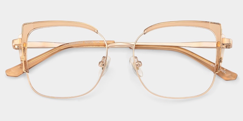 Champagne Thin Frame Glasses With Metal Material2