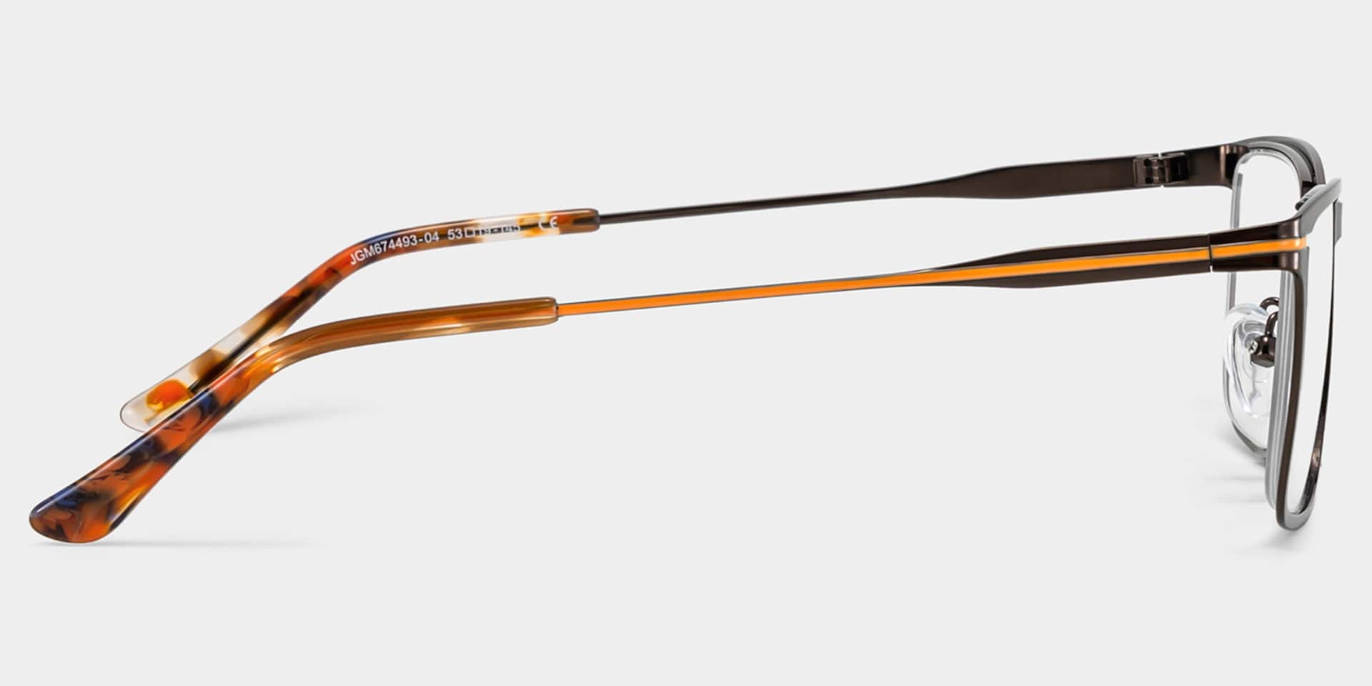 Rectangle Brown Eyeglasses- Roxana Metal Frame Glasses4