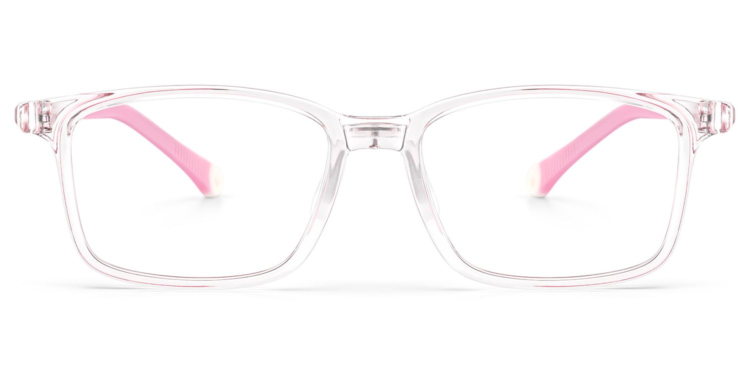 June Rectangle Clear Pink Frame Eyeglasses for Pre-tweens