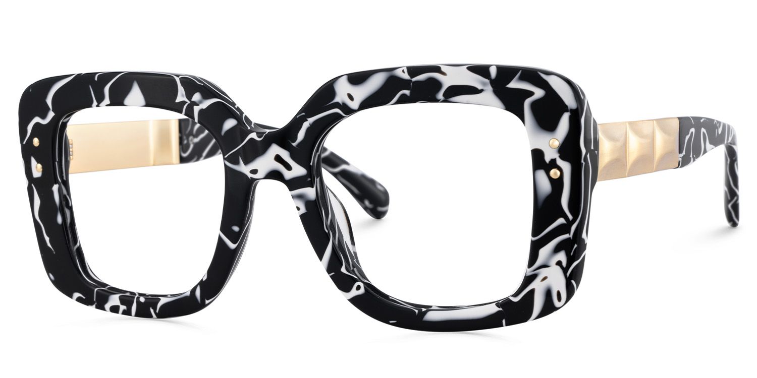 Oversized Thick Square Cow Pattern Frame Glasses3