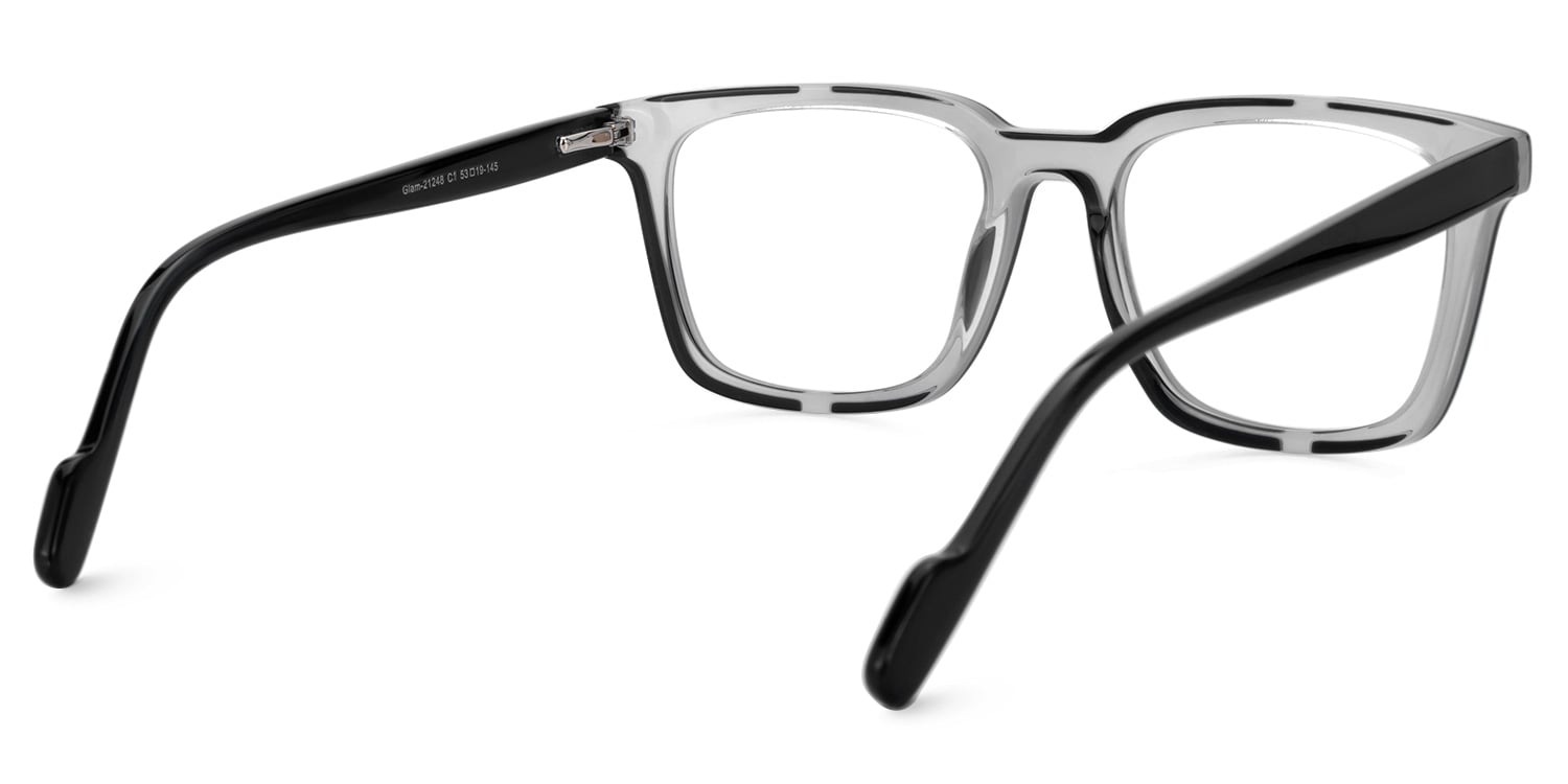 Black Acetate Rectangle Eyeglasses- Hazeley3