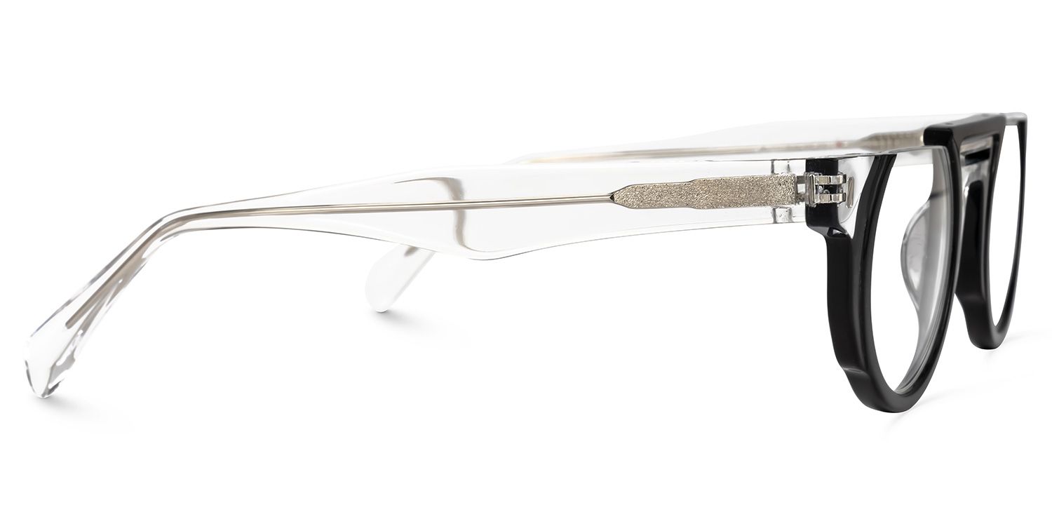 Mastin Round Black Eyeglasses and Half Frames2