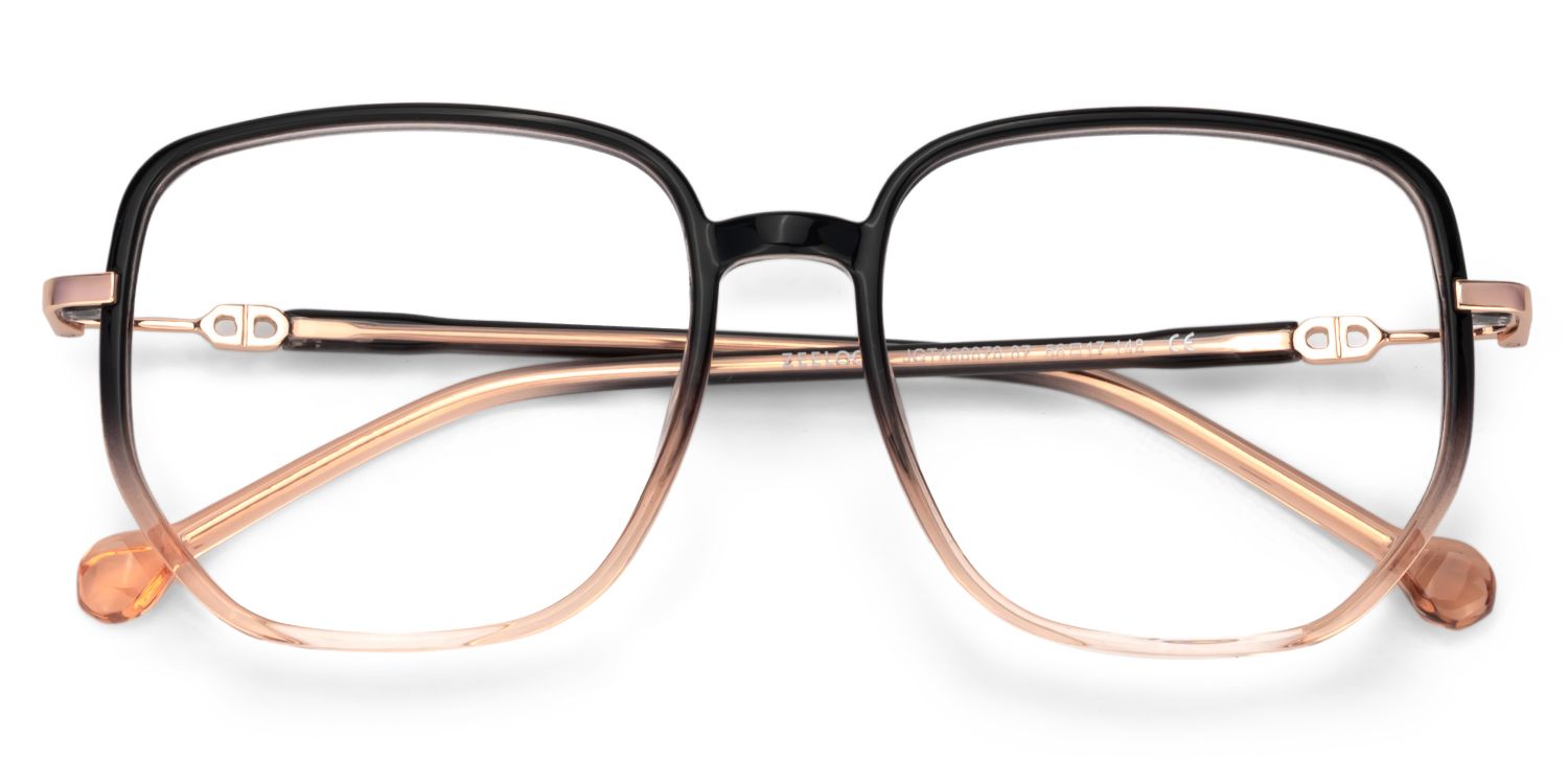 Joana Black and Beige Glasses in Geometric Wide Frame Design2