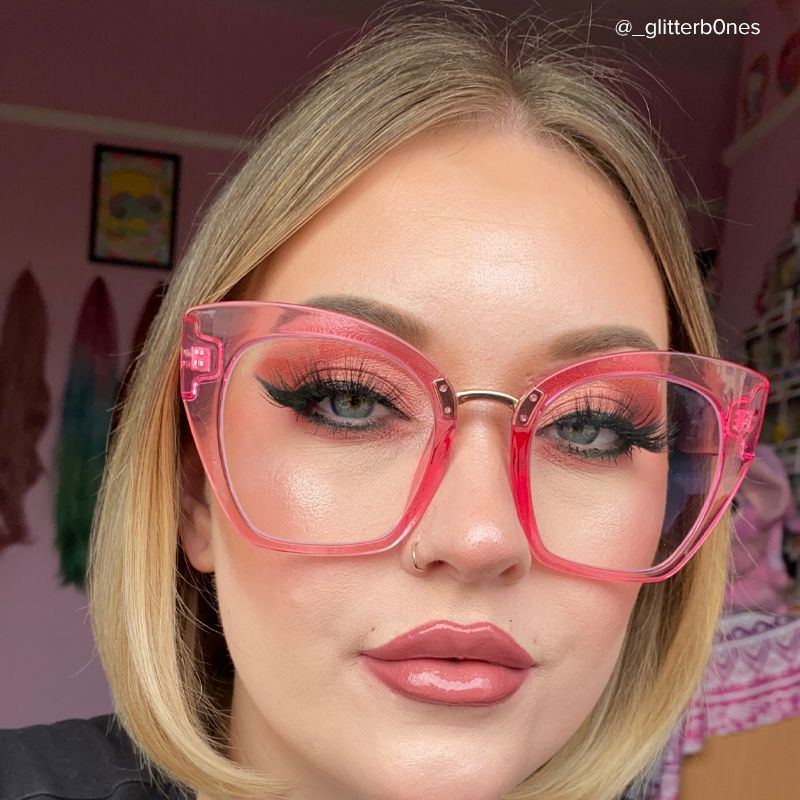 Denis Cat Eye Pink Glasses | Zeelool Glasses4