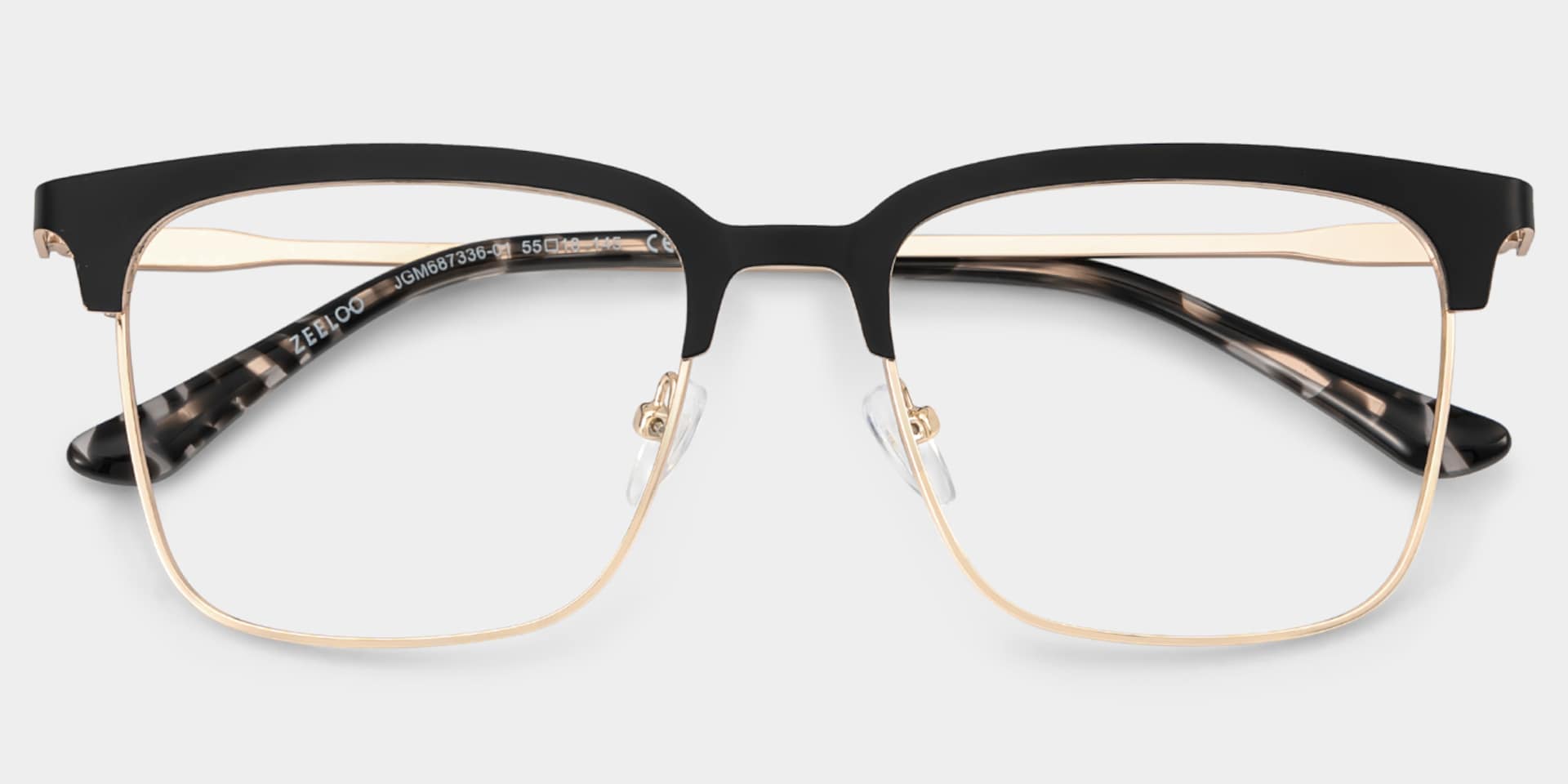 Cleo Black Gold Frame Glasses with Browline Frame Online | ZEELOOL2