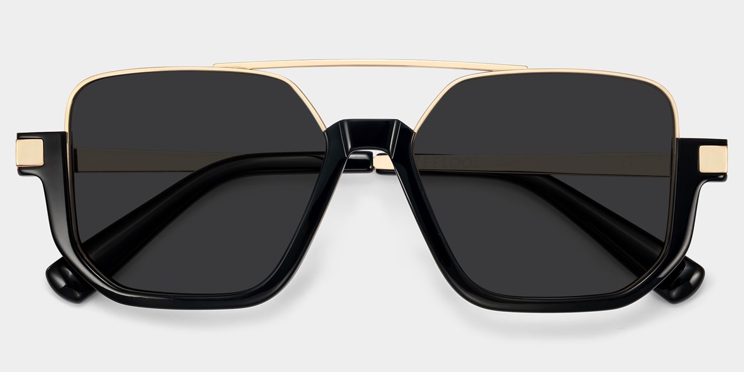 Oromiya Aviator Black Gold Frame Sunglasses Online Sale | ZEELOOL1