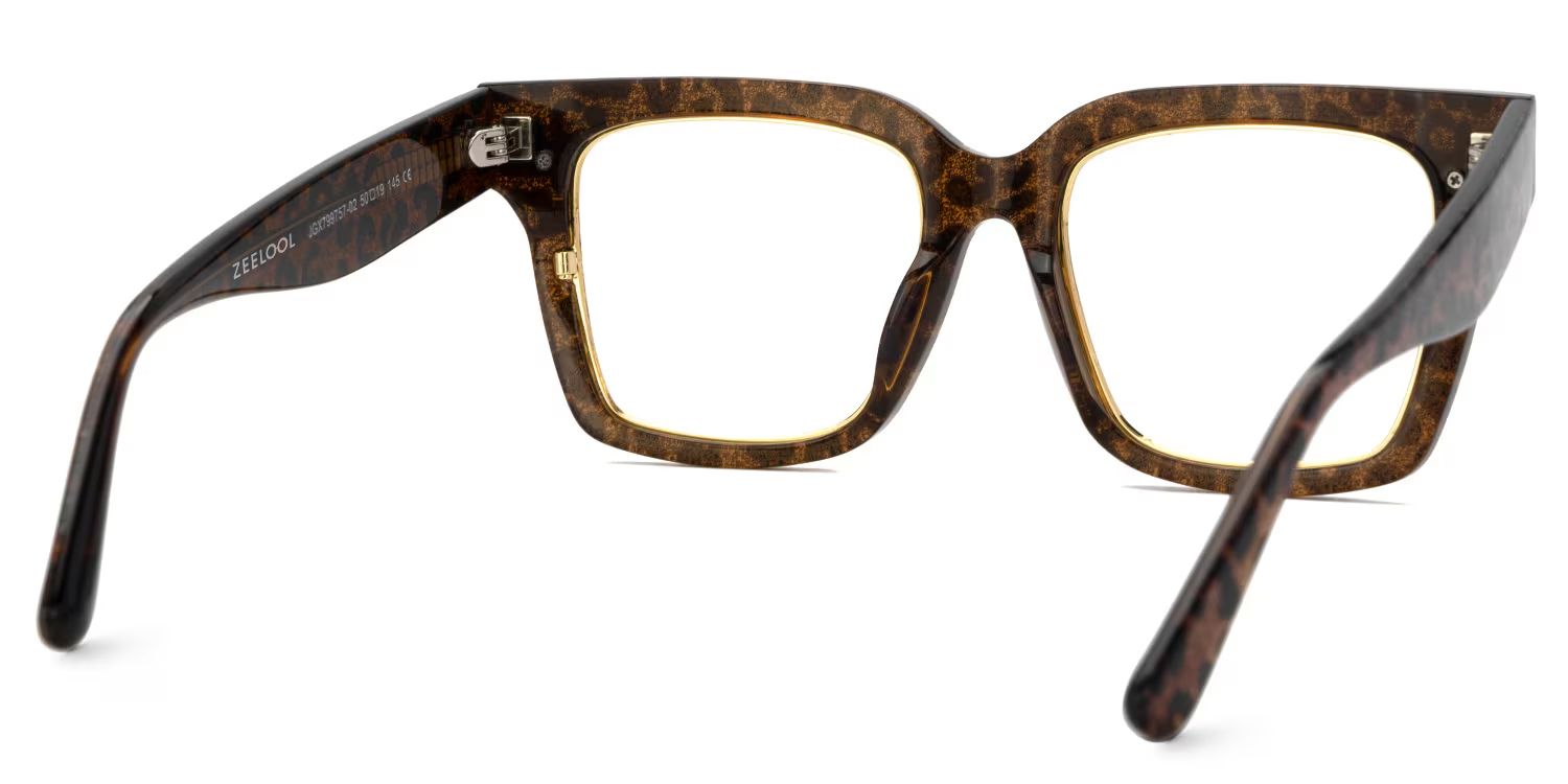 Taylor Square Gold Leopard Frame Glasses for females5