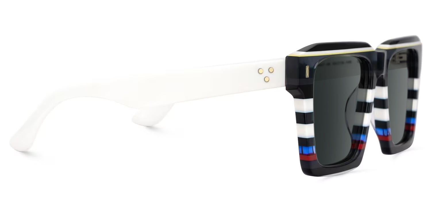 Kenish Square Black White Glasses3