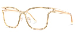 Shine Square Gold White Glasses3