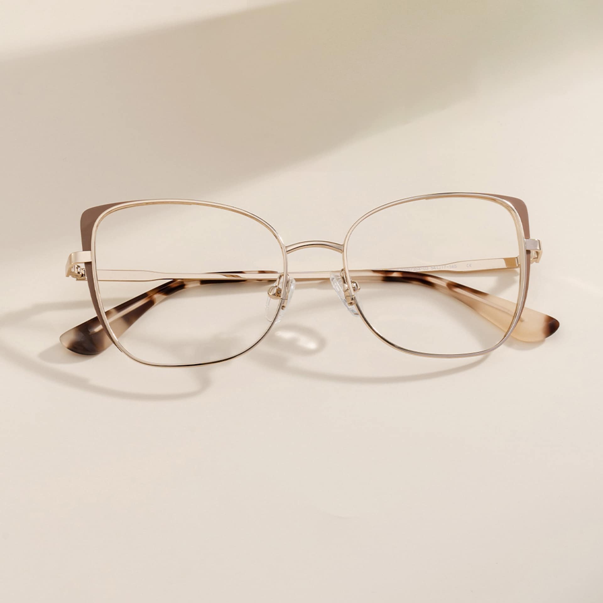 Tessa Khaki Gold Frame Glasses with Cat eye Frame Online | ZEELOOL0