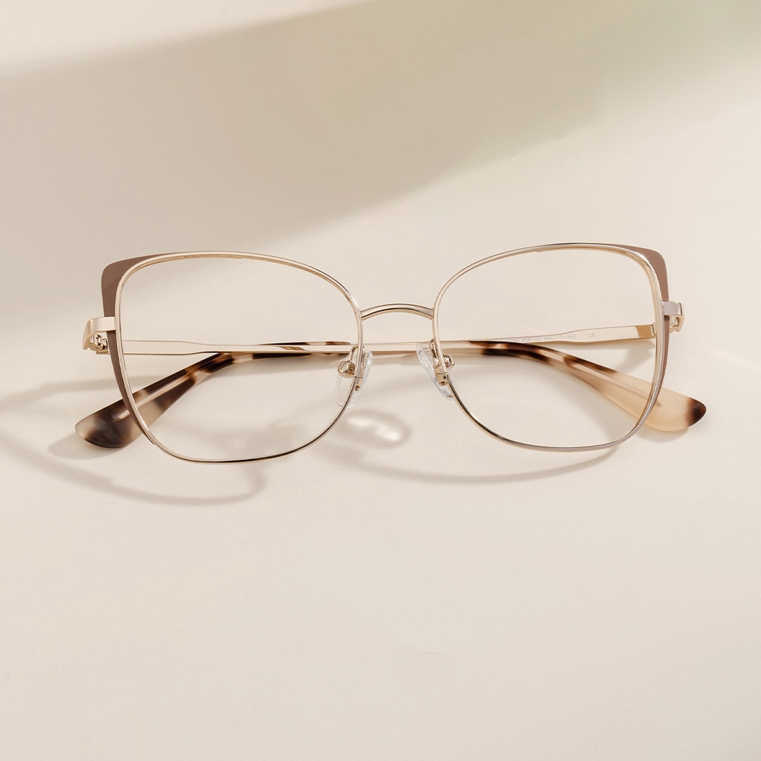 Tessa Cat eye Khaki Gold Glasses