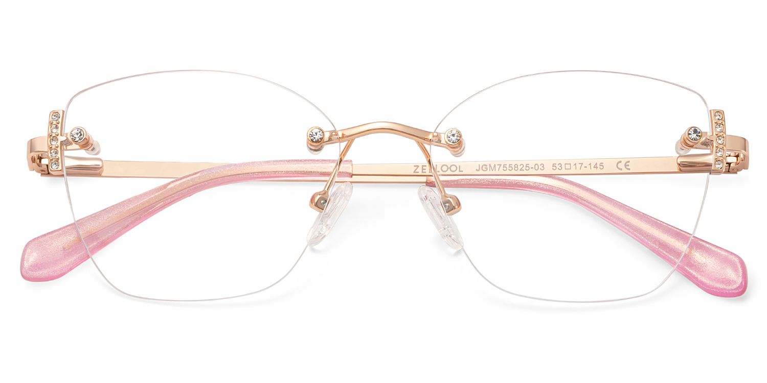 Pink Rectangle Jaxon Eyeglasses with Rimless | Zeelool2