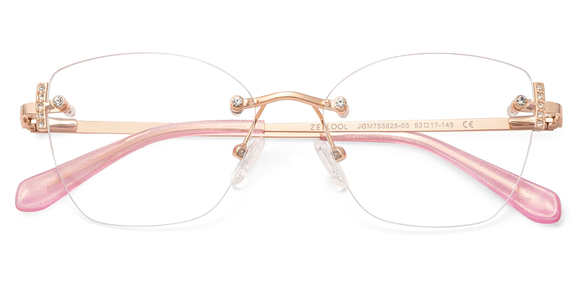 Pink Rectangle Jaxon Eyeglasses with Rimless | Zeelool2