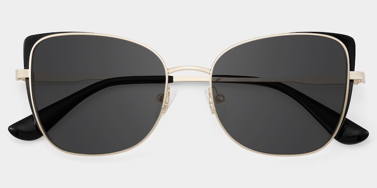 Tessa Cat-Eye Black Gold Glasses