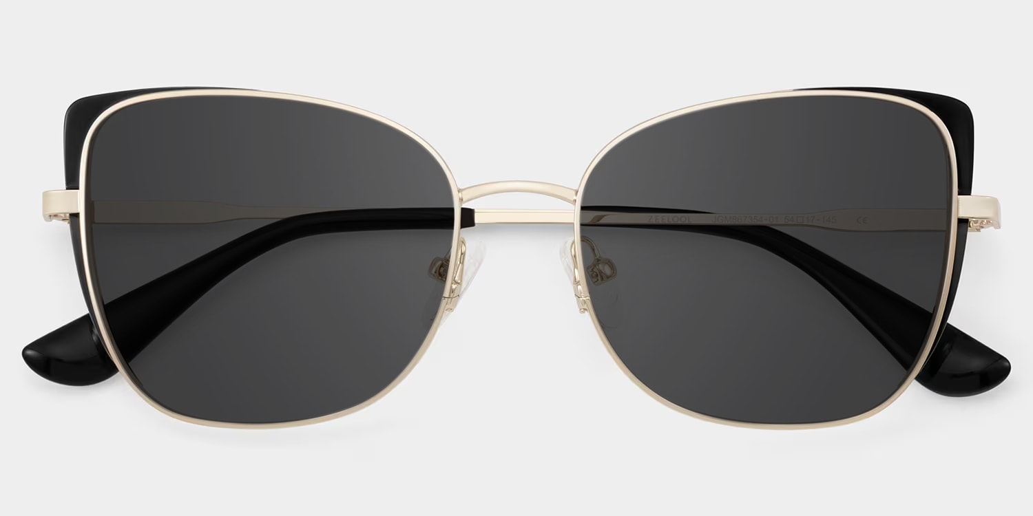 Tessa Cat-Eye Black Gold Glasses