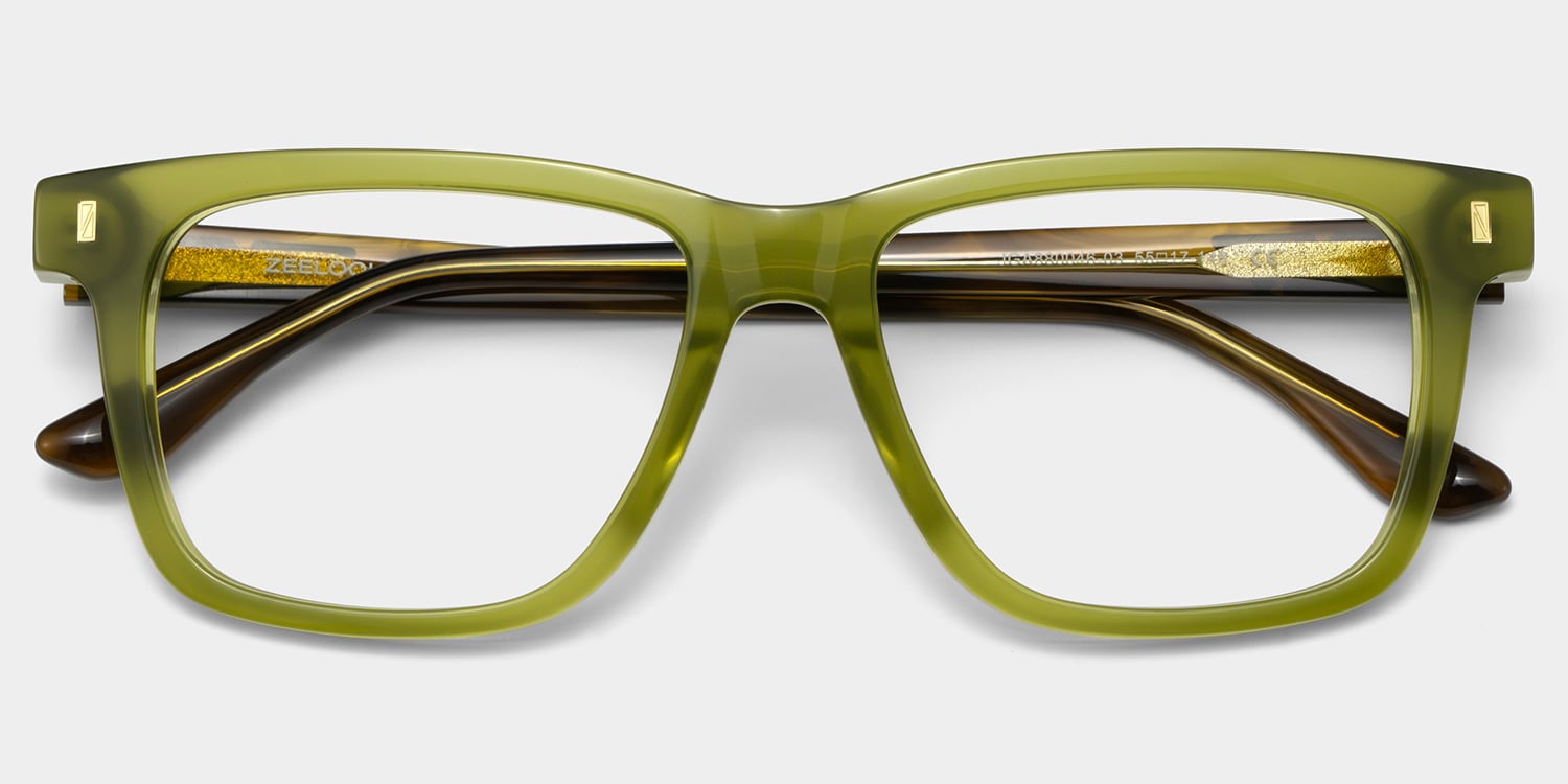 Rectangle Green Eyeglasses- Travis Acetate Frame Glasses2