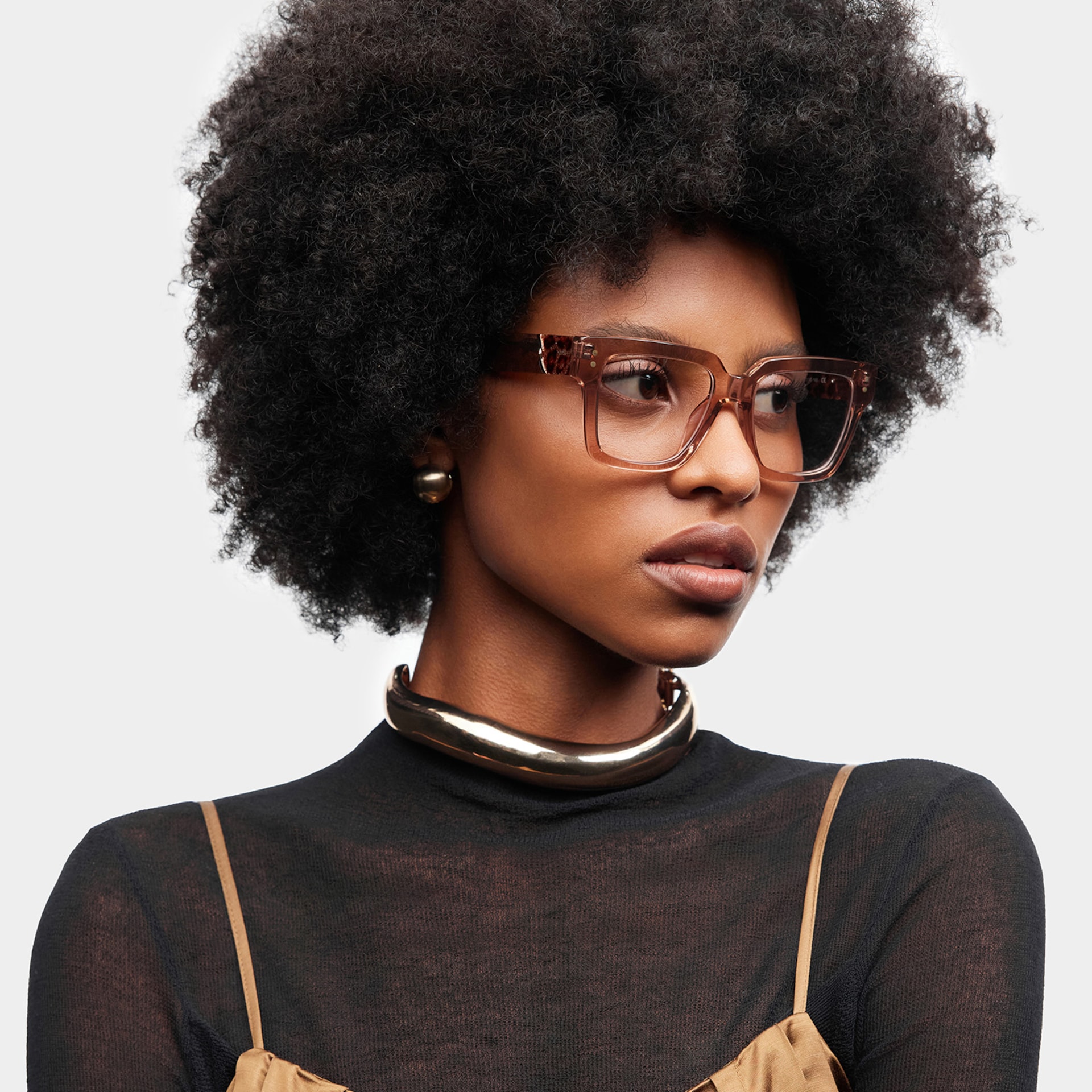 Caius Champagne Frame Glasses with Square Frame Online | ZEELOOL1