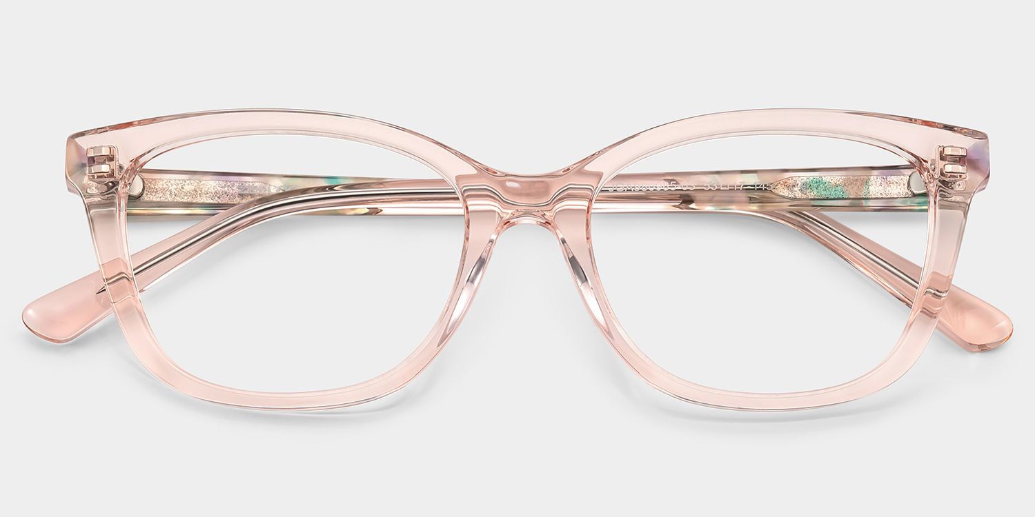 Cassia Pink Jentle Garden Rectangle Acetate Glasses | ZEELOOL