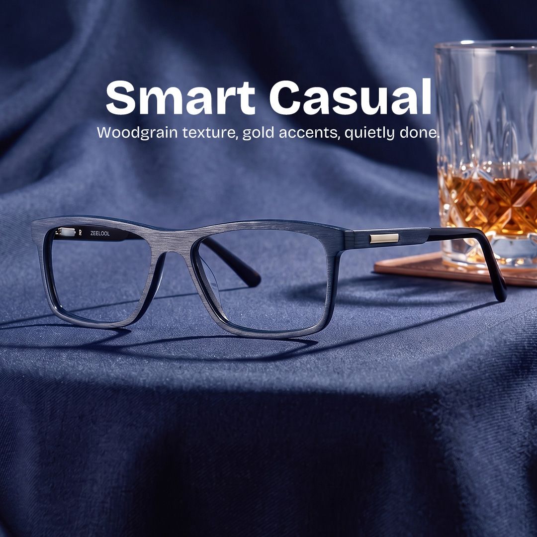 Daniel Dark Blue Rectangle Acetate Frame Glasses for Men | ZEELOOL0