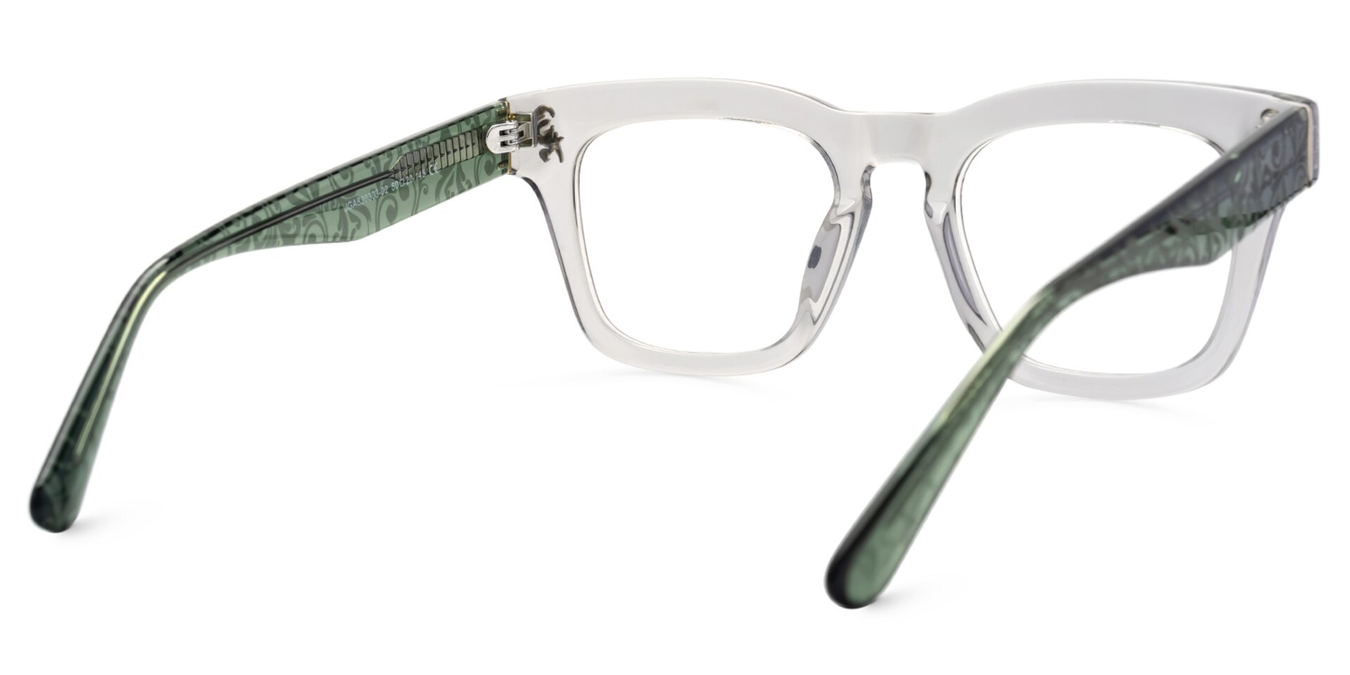 Square Gray Classic Glasses With Green Arms - Dodard Acetate Frame Glasses3