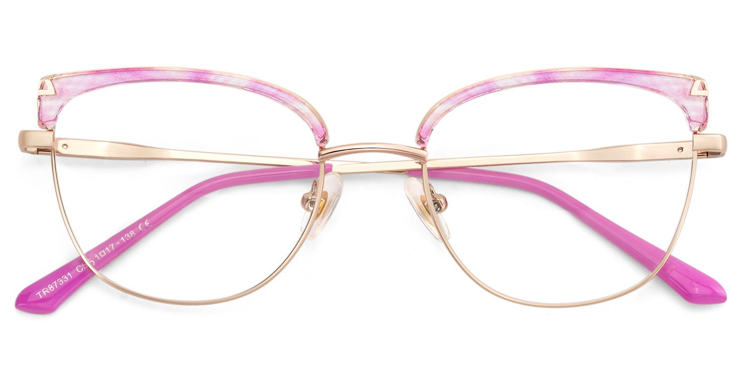 Beau Eyeglasses in Cat eye Pink Gold Frame | Zeelool2