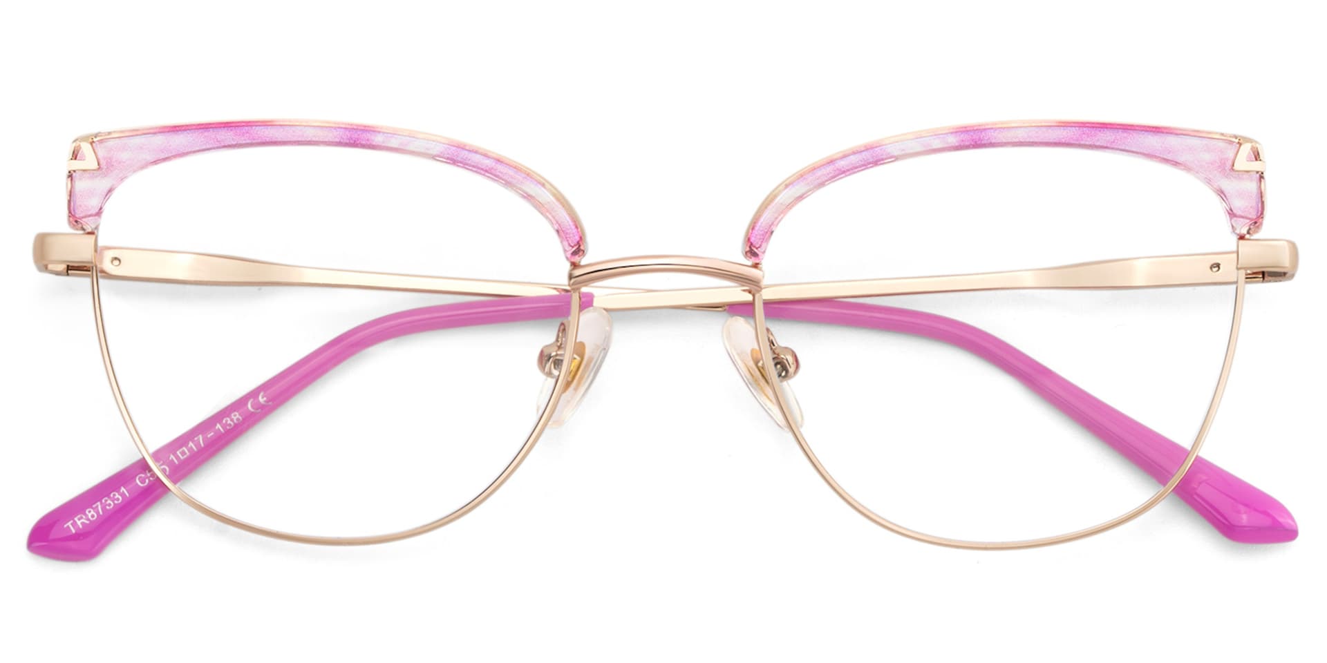 Beau Eyeglasses in Cat eye Pink Gold Frame | Zeelool2