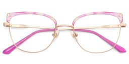 Beau Cat eye Pink Gold Glasses2